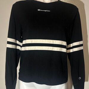 Champion Black and White Striped Long Sleeve